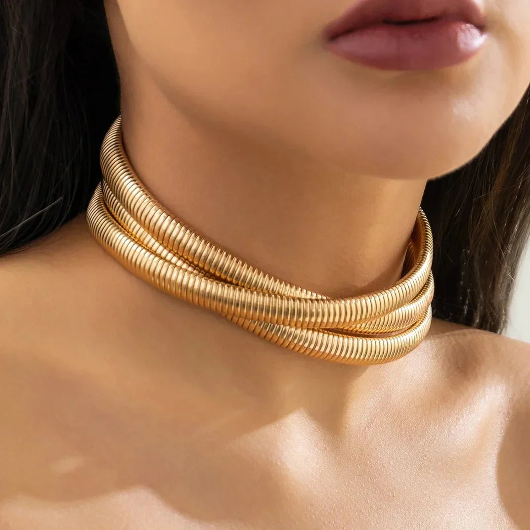 Kalsten | Triple Layer Stacked Chunky Choker Necklace