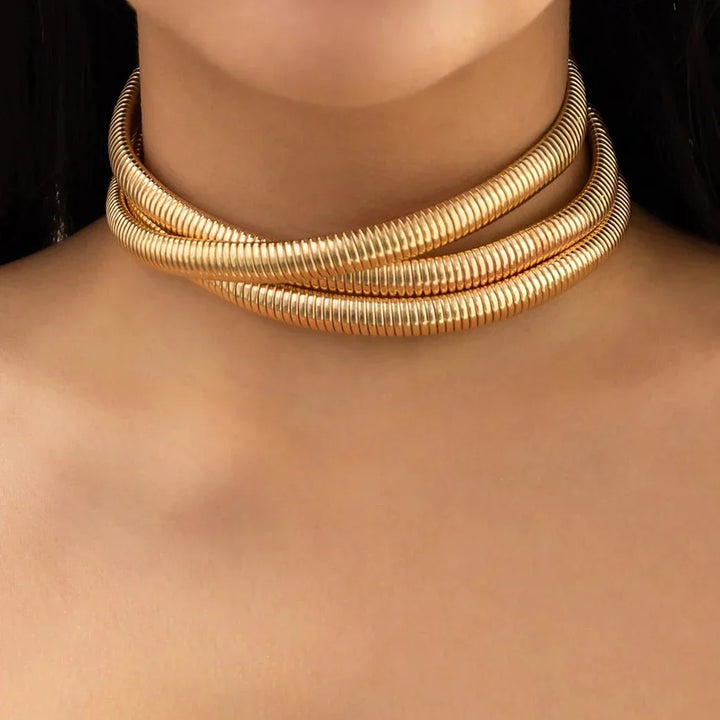 Kalsten | Triple Layer Stacked Chunky Choker Necklace
