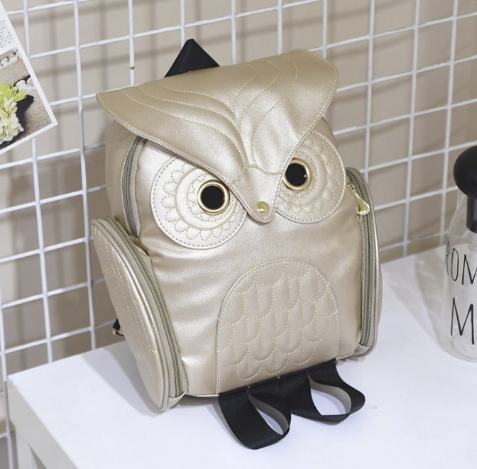 PU Leather Owl Print Backpack for Women – Multi-Pocket Design | Kalsten