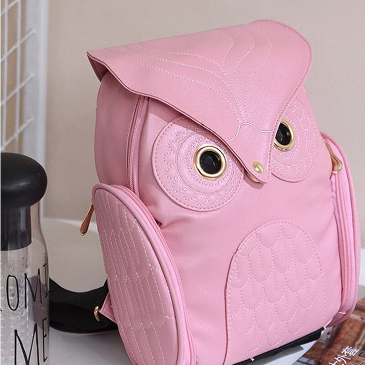 PU Leather Owl Print Backpack for Women – Multi-Pocket Design | Kalsten