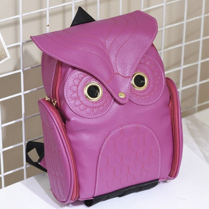 PU Leather Owl Print Backpack for Women – Multi-Pocket Design | Kalsten