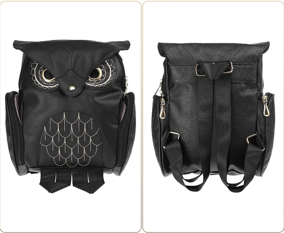 PU Leather Owl Print Backpack for Women – Multi-Pocket Design | Kalsten
