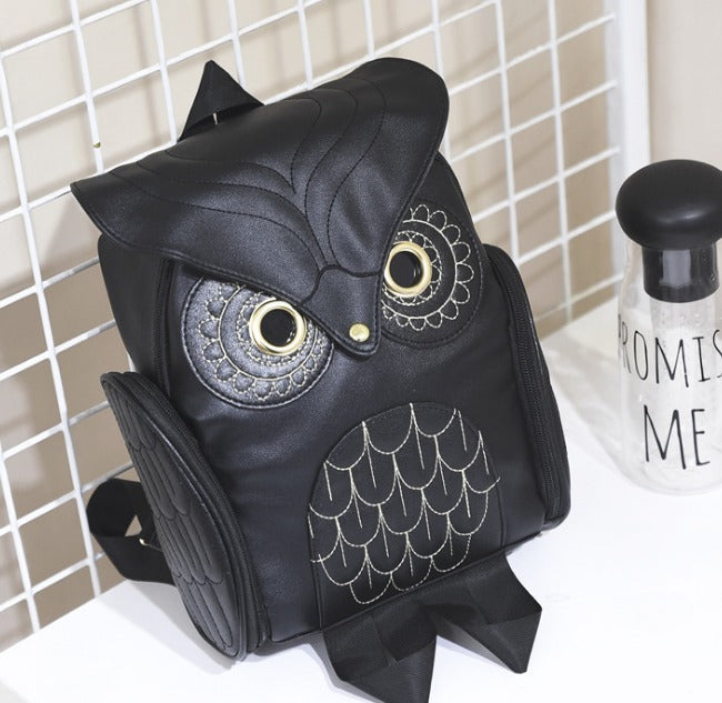 PU Leather Owl Print Backpack for Women – Multi-Pocket Design | Kalsten