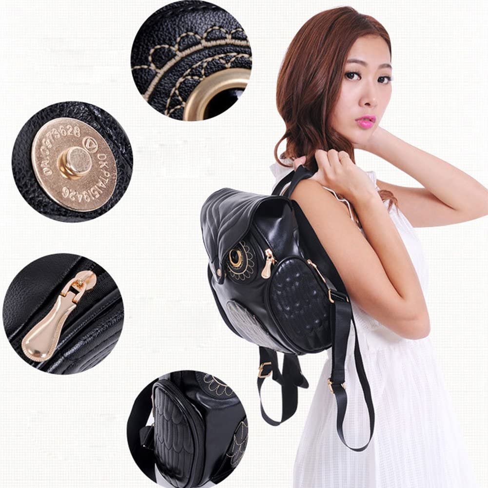 PU Leather Owl Print Backpack for Women – Multi-Pocket Design | Kalsten