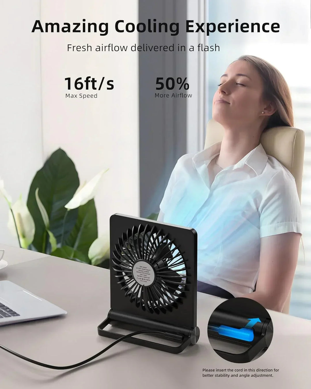 Ultra Quiet USB Desk Fan - Powerful - Compact - Energy Efficient | Kalsten