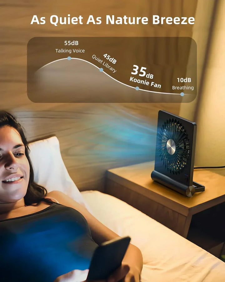 Ultra Quiet USB Desk Fan - Powerful - Compact - Energy Efficient | Kalsten