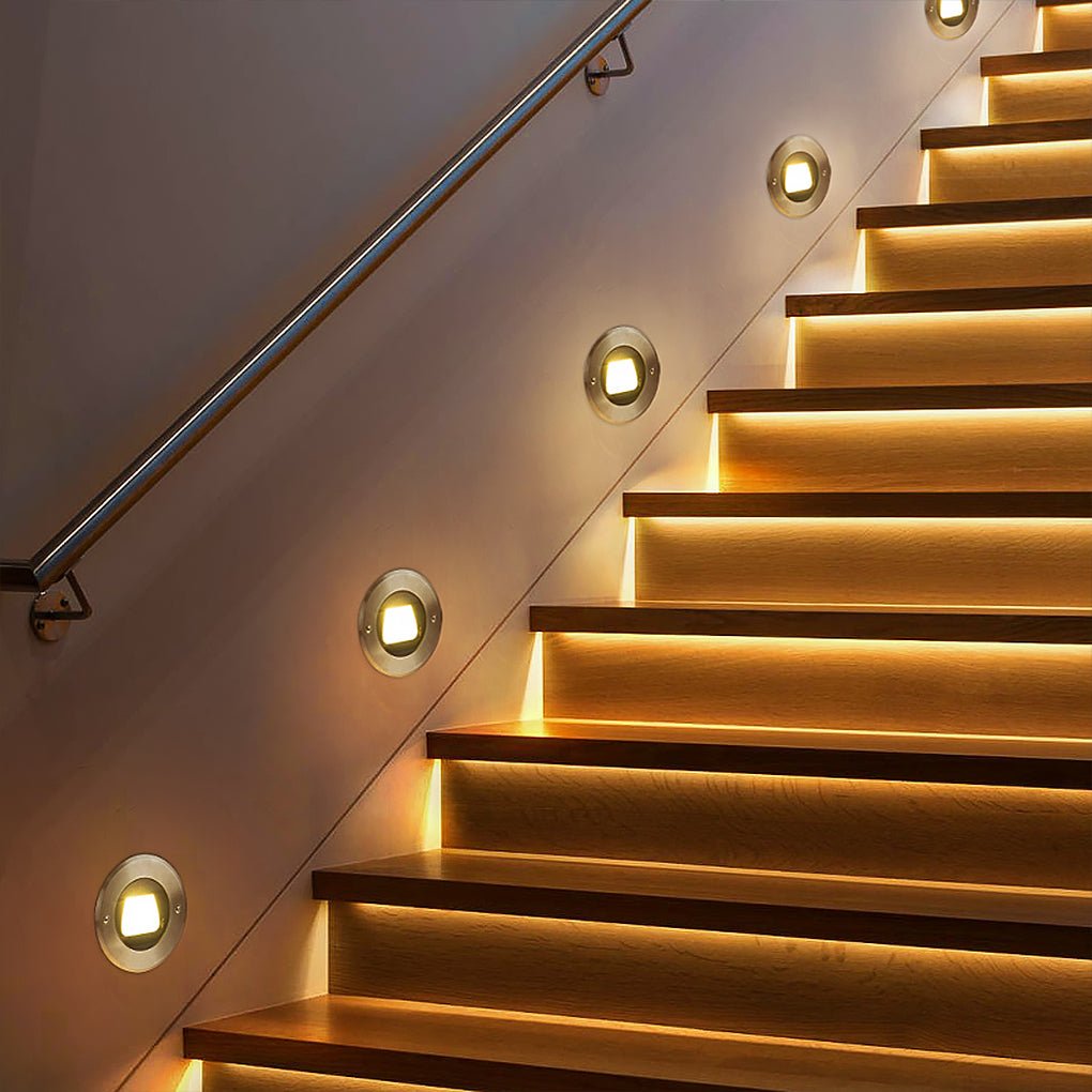 Ultra-thin Waterproof Recessed Step Lights LED Ground Lighting for Stairs, Decks (IP65, 110-240V, Warm White) | Kalsten