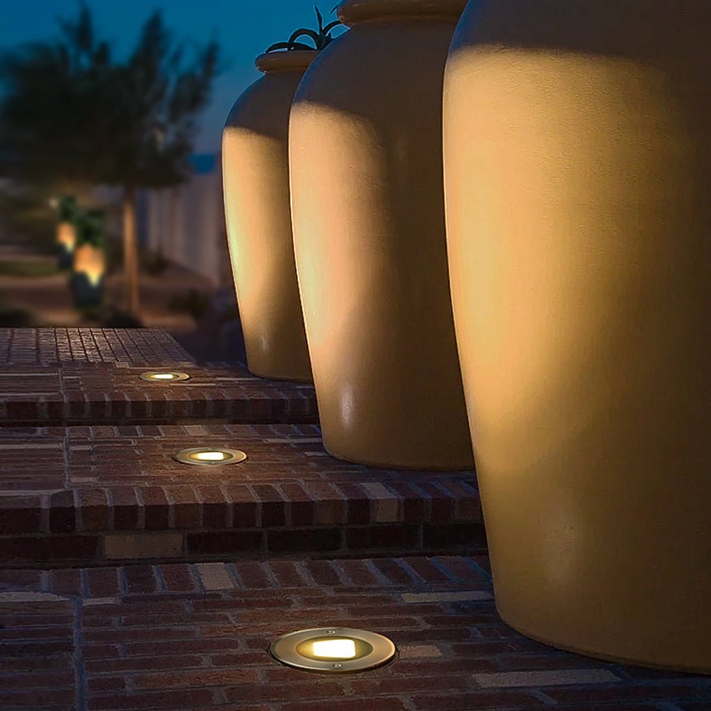 Ultra-thin Waterproof Recessed Step Lights LED Ground Lighting for Stairs, Decks (IP65, 110-240V, Warm White) | Kalsten