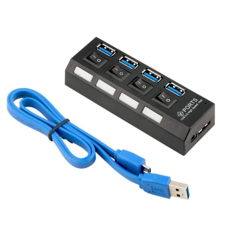 Kalsten | USB 3.0 Hub 4 Ports Super Speed 5Gbps and Hub With on/off Switch For Windows Mac OS Linux
