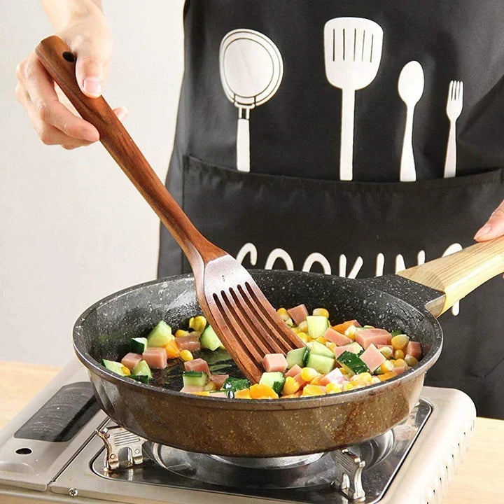 Sustainable Teak Wood Kitchen Utensils Set - Eco-Friendly Cooking Accessories | Kalsten