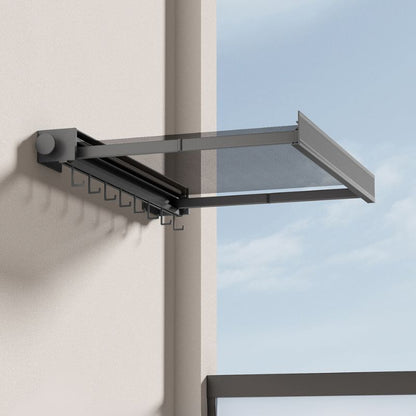 Skanto | Wall-Mounted Drying Rack | Extendable with Shelf and Hooks | Metal