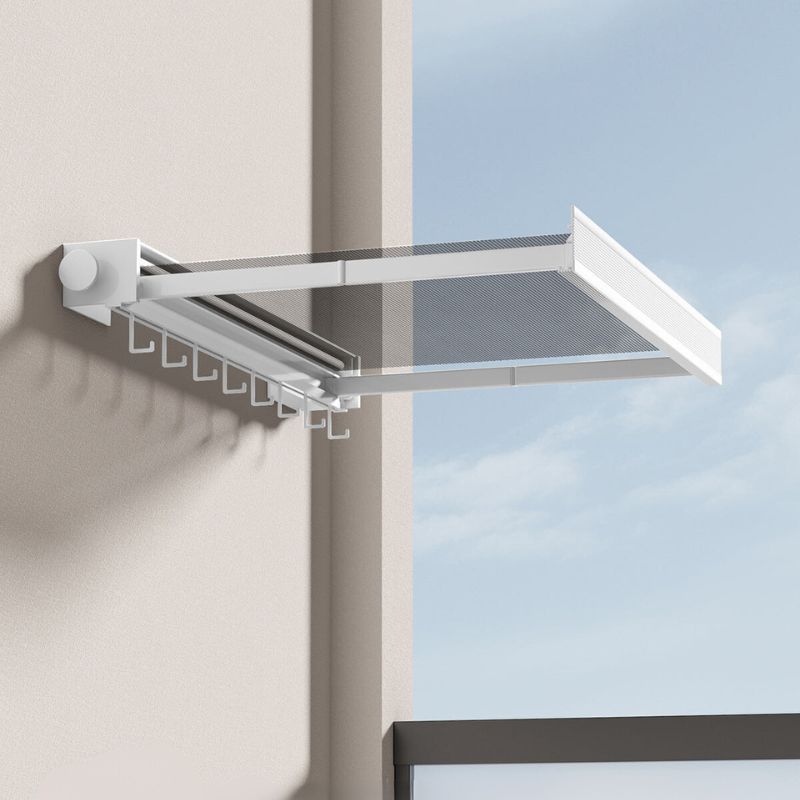 Skanto | Wall-Mounted Drying Rack | Extendable with Shelf and Hooks | Metal