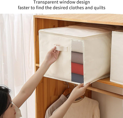 BowLift | Canvas Clothing Storage Organizer Set – Double Zipper Bag with Handles & Viewing Window