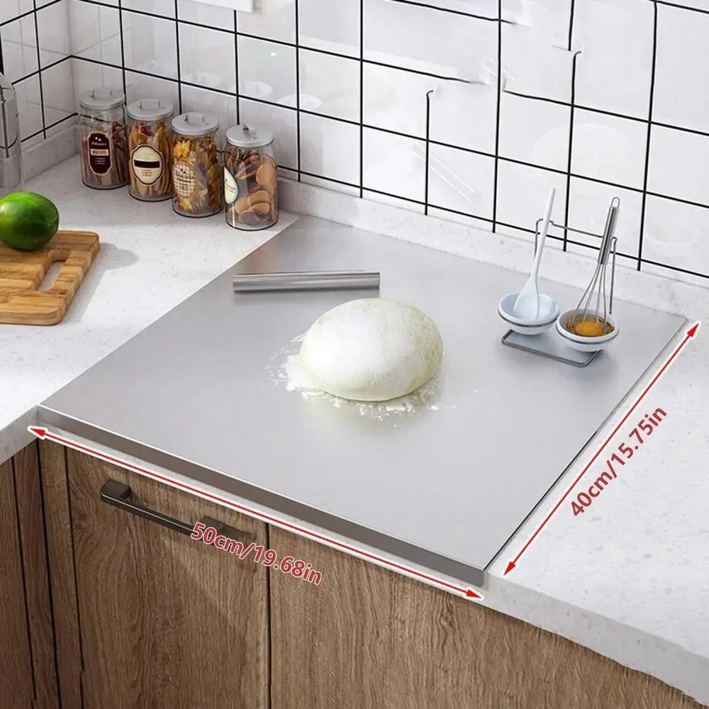 Kalsten | High-quality cutting board made of stainless steel with edge – ideal for homemade pizza, pastries, and more!