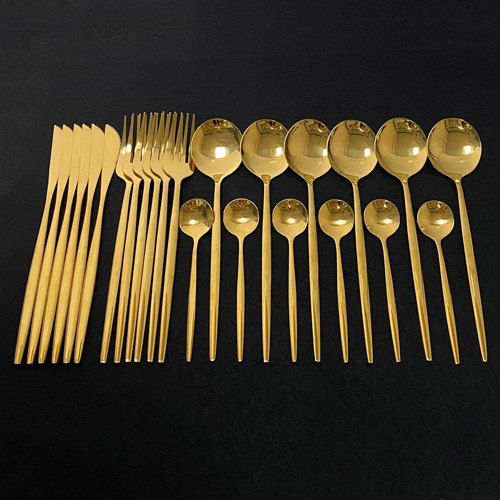 RoyalGlimmer Gold Cutlery Set - Gold Cutlery Set for a Luxurious Table Decoration Kalsten