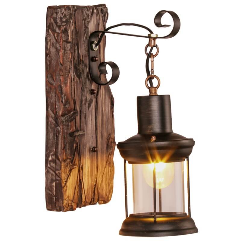 Veritas - Wall lamp including Wooden Base and Glass design Kalsten