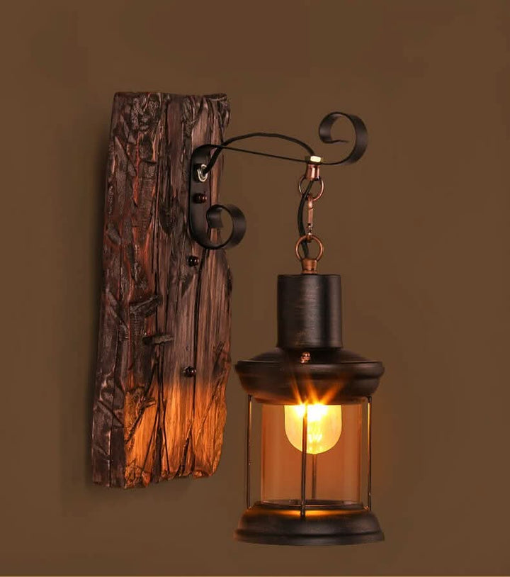 Veritas Modern Glass & Wood LED Wall Lamp