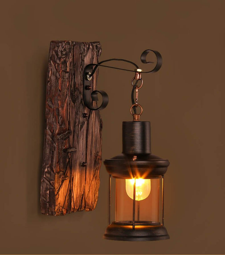 Veritas - Wall lamp including Wooden Base and Glass design Kalsten