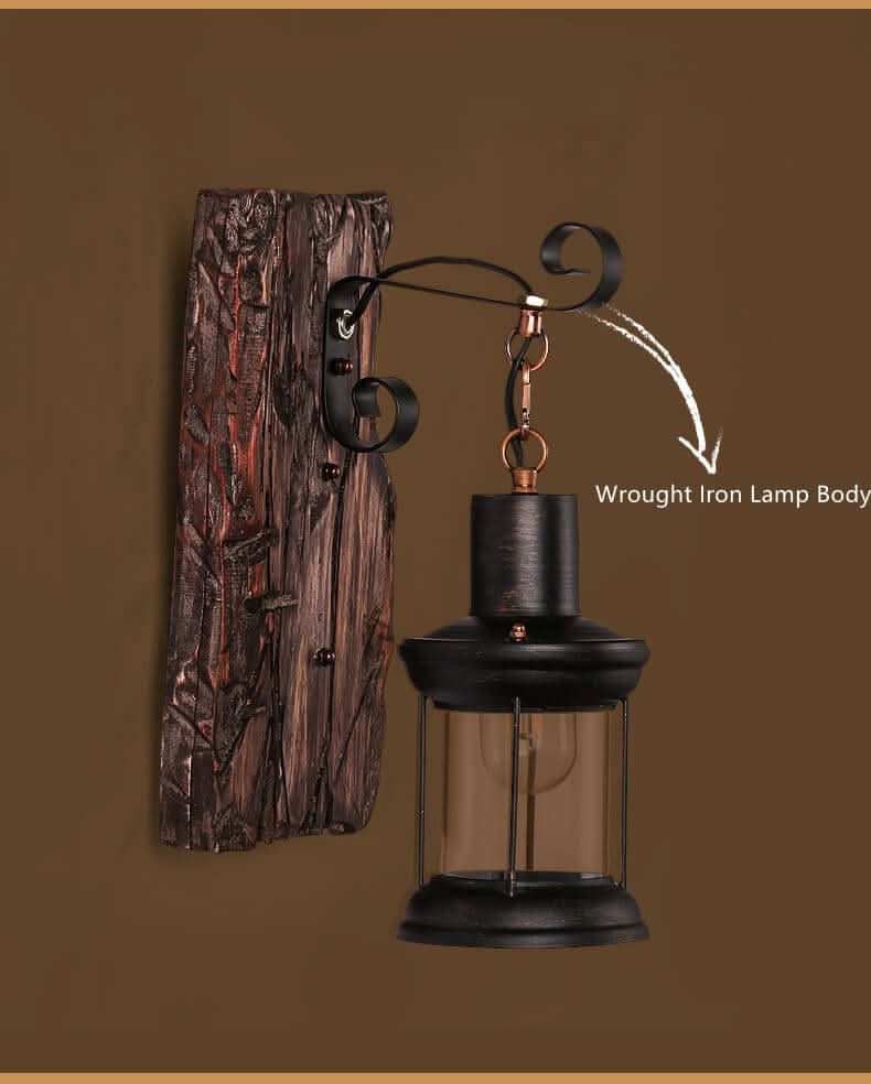 Veritas Modern Glass & Wood LED Wall Lamp