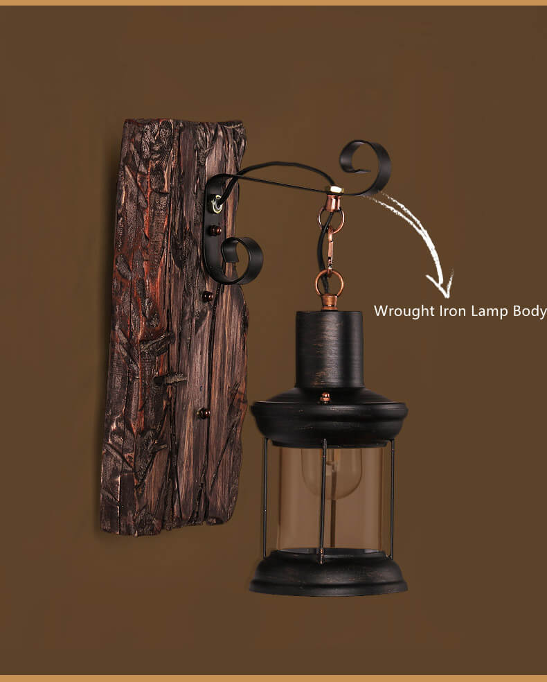 Veritas - Wall lamp including Wooden Base and Glass design Kalsten