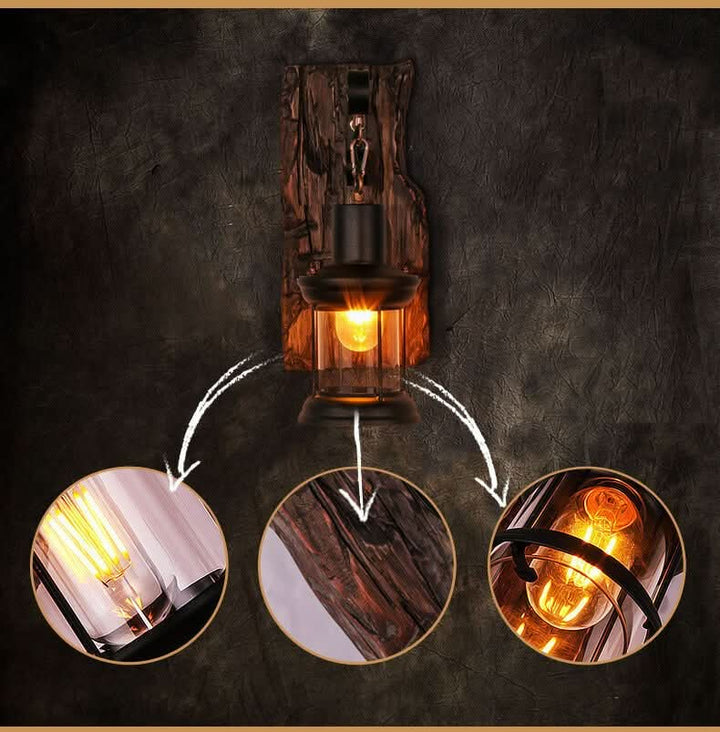 Veritas Modern Glass & Wood LED Wall Lamp