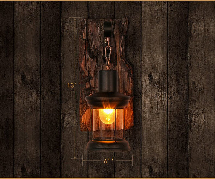 Veritas - Wall lamp including Wooden Base and Glass design Kalsten