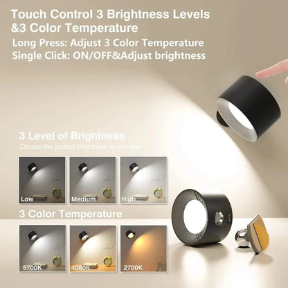 Skanto | Battery-Powered Wall Lamp | Rechargeable, 360° Adjustable & Wireless for Modern Interiors