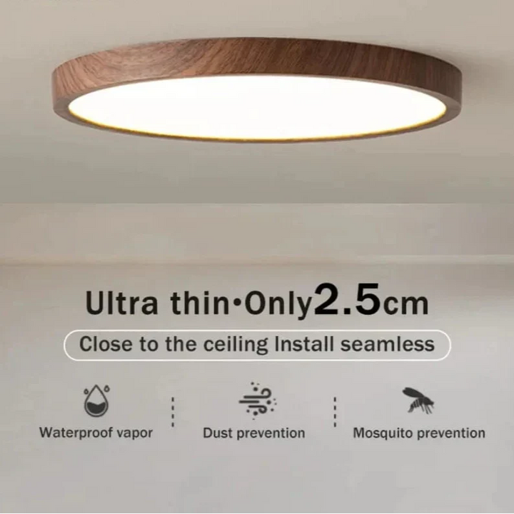 Ultrathin Wood-Design LED Ceiling Lamp