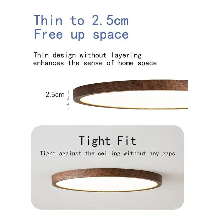 Ultrathin Wood-Design LED Ceiling Lamp