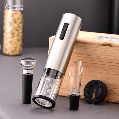 Skanto | Vinolux 4-in-1 Electric Wine Opener Set – Corkscrew, Foil Cutter, Aerator & Vacuum Stopper