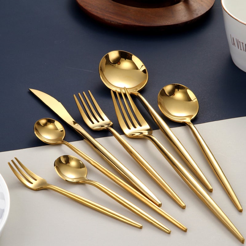 RoyalGlimmer Gold Cutlery Set - Gold Cutlery Set for a Luxurious Table Decoration Kalsten