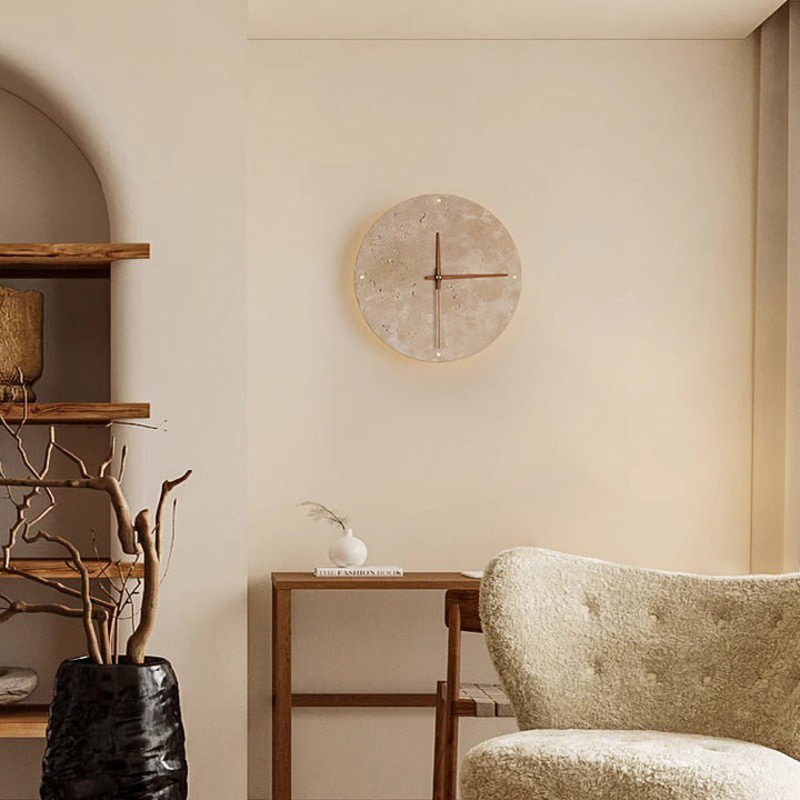 Kalsten | Awaken your space with the Wabi-sabi wall clock made of travertine