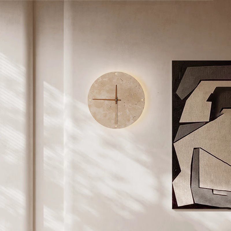 Kalsten | Awaken your space with the Wabi-sabi wall clock made of travertine
