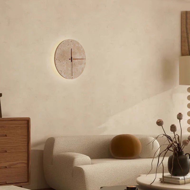 Kalsten | Awaken your space with the Wabi-sabi wall clock made of travertine