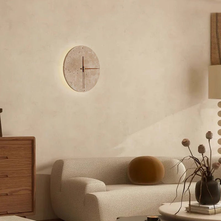Kalsten | Awaken your space with the Wabi-sabi wall clock made of travertine