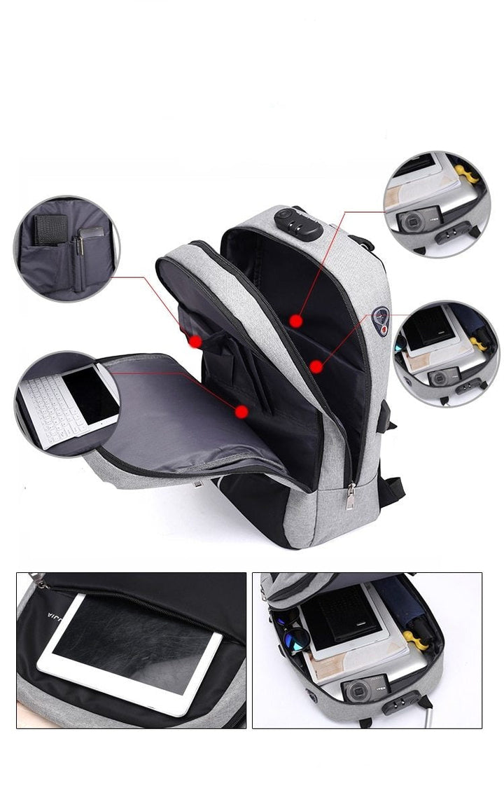 Water-Resistant Anti-Theft Backpack with USB Charging Port – SafeCarry | Kalsten