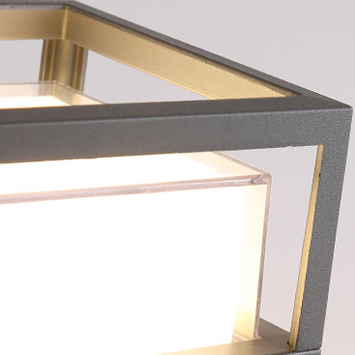 Square Double Layer Shade Outdoor Pier Mount Light Post Lamp | Kalsten