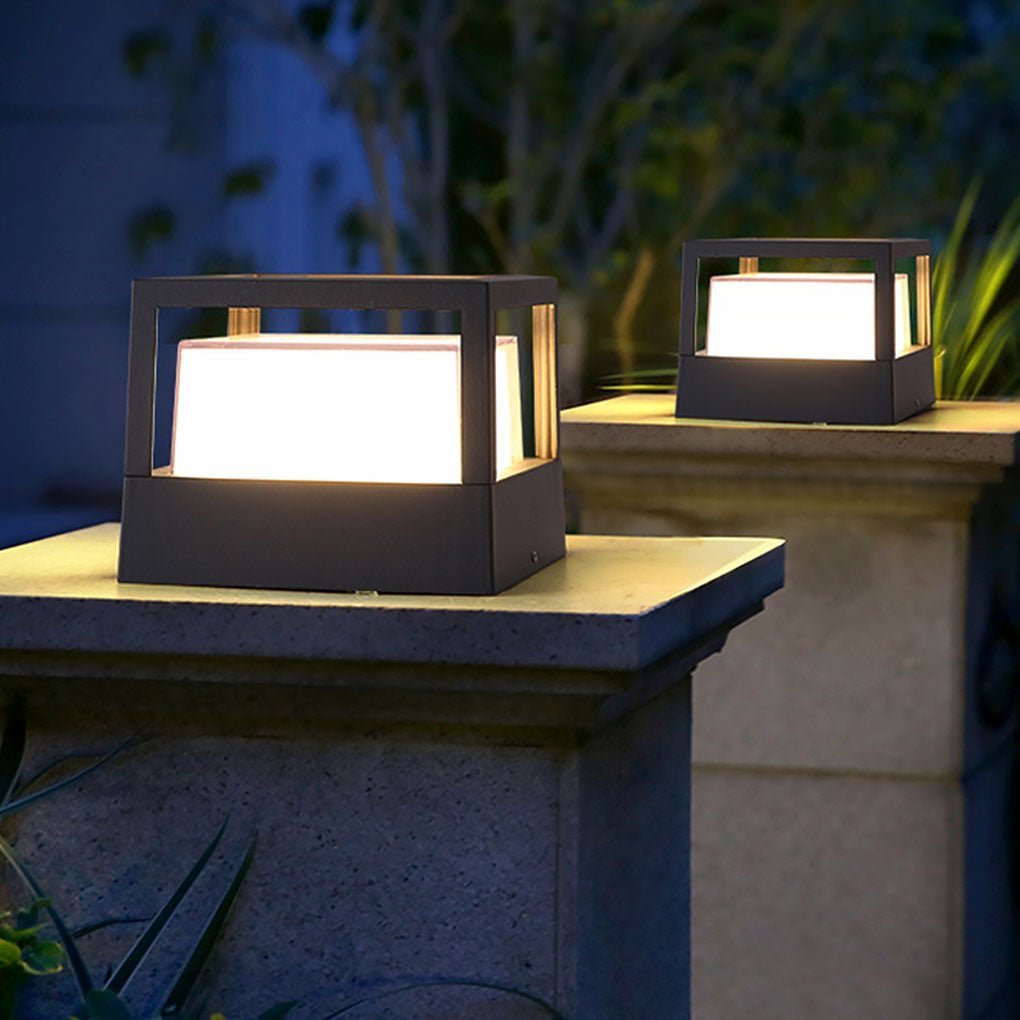 Square Double Layer Shade Outdoor Pier Mount Light Post Lamp | Kalsten