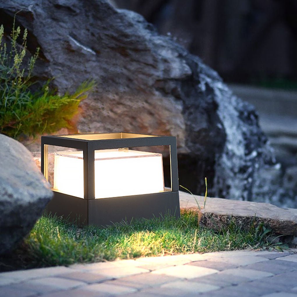 Square Double Layer Shade Outdoor Pier Mount Light Post Lamp | Kalsten