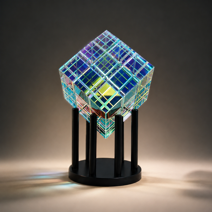 Kalsten | ChromaticCube Crystal Rainbow Refraction Art | Modern Desk Decor & Centerpiece