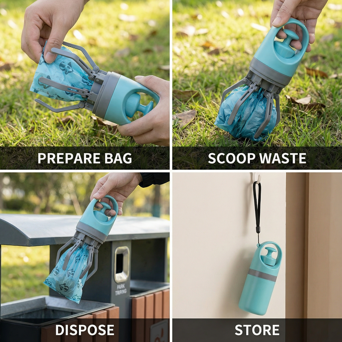 Dog Poop Scooper with Bags – Portable Outdoor Cleaning Kit Skanto