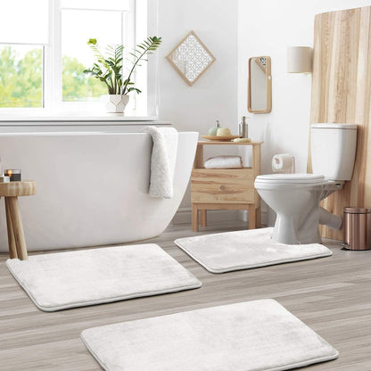 BowLift | VelvaLuxe 3-piece Memoryfoam Bath Mat Set – Non-slip, Absorbent and Washable