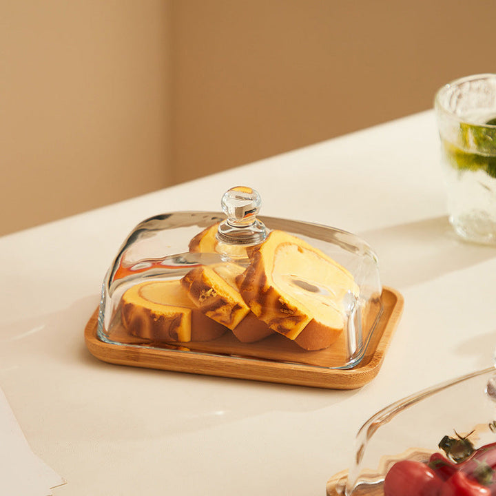 ButterElegance Wooden & Glass Butter Dish