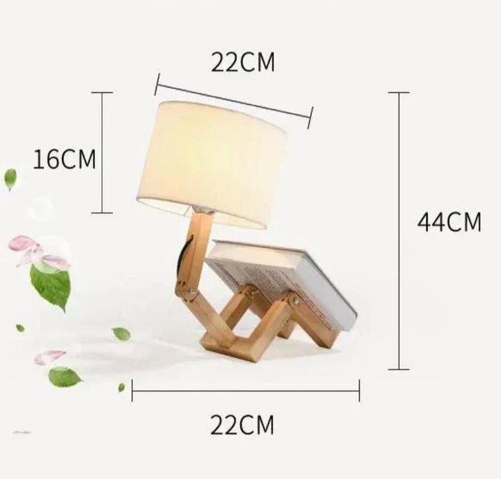 Wooden Table Lamp with Book Holder - RutanFlex | Kalsten