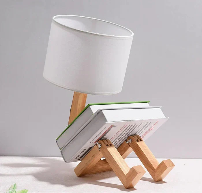 Wooden Table Lamp with Book Holder - RutanFlex | Kalsten