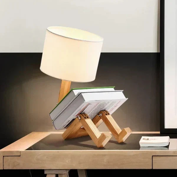 Wooden Table Lamp with Book Holder - RutanFlex | Kalsten