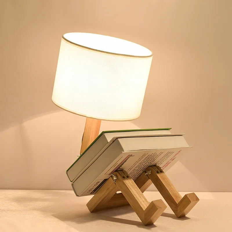 Wooden Table Lamp with Book Holder - RutanFlex | Kalsten
