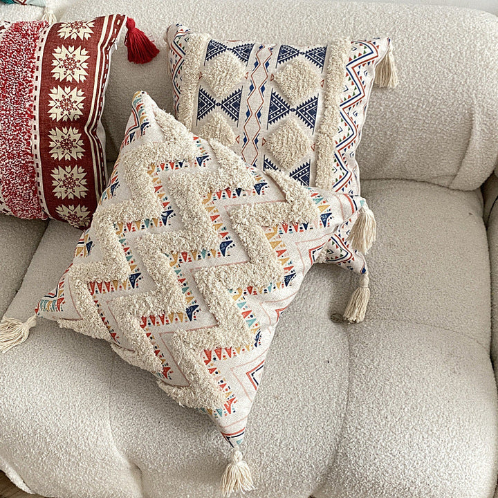 Boho lined fringe throw pillow cover | Kalsten
