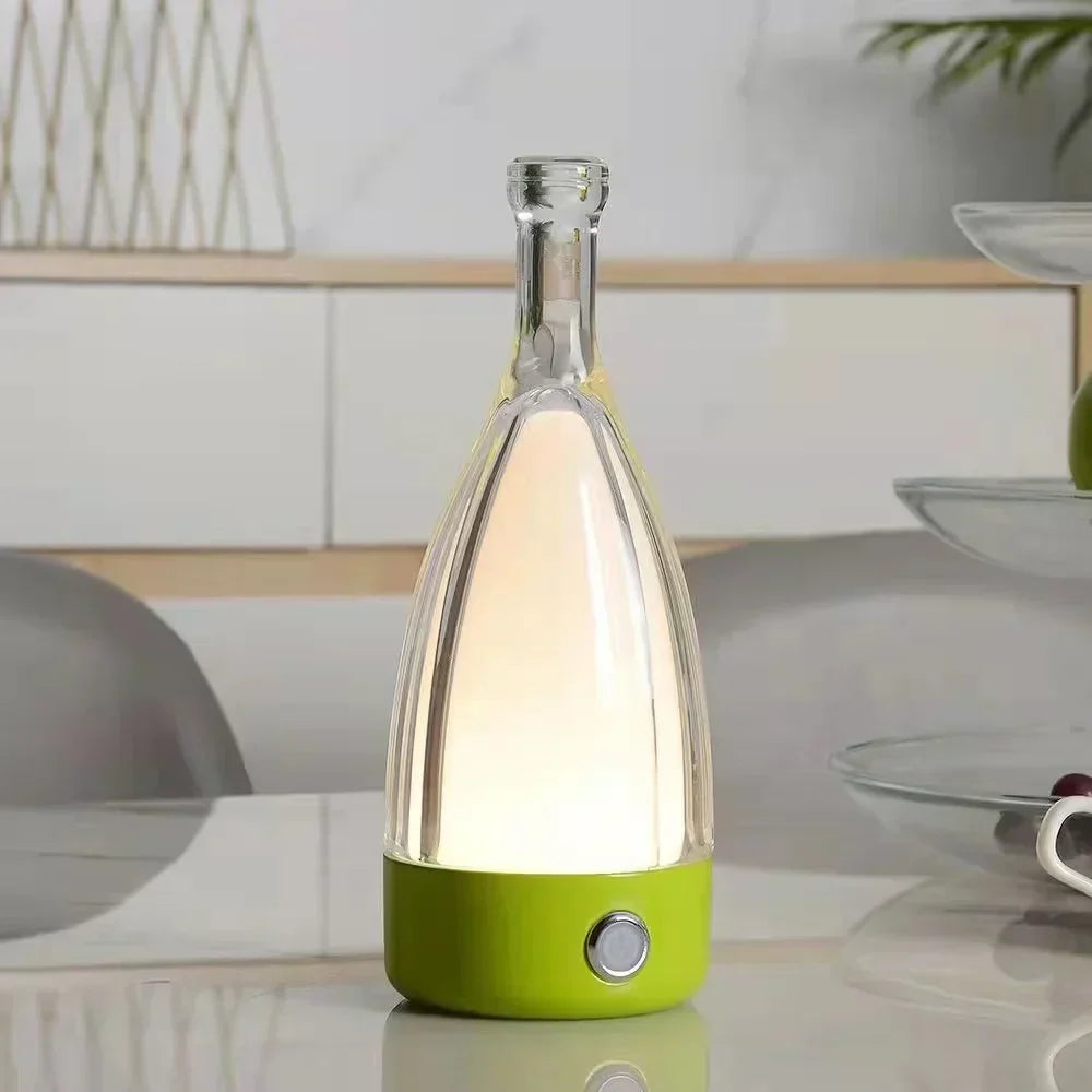 Stylish wine bottle table lamp - Rechargeable with dimmable light Kalsten