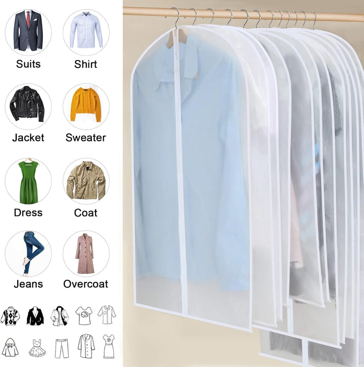 PEVA Garment Cover Set – 24-Pack Hanging Garment Covers in 3 Sizes | Kalsten